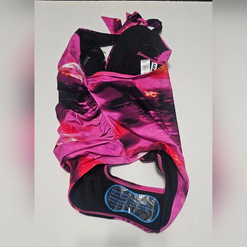 NWOT DKNY Women's Tie Back Halter One Piece Swimsuit XL - Picture 4 of 6